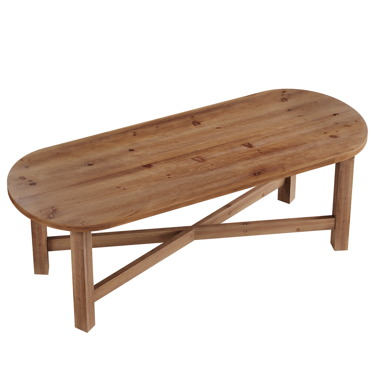 70.7" Solid Wood Computer Desk, Farmhouse 2-Person Desk with Oval Tabletop for Home Office