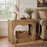 2-Tier End Table, Farmhouse Side Table with Storage Shelves, Curved Arch Cutout 3