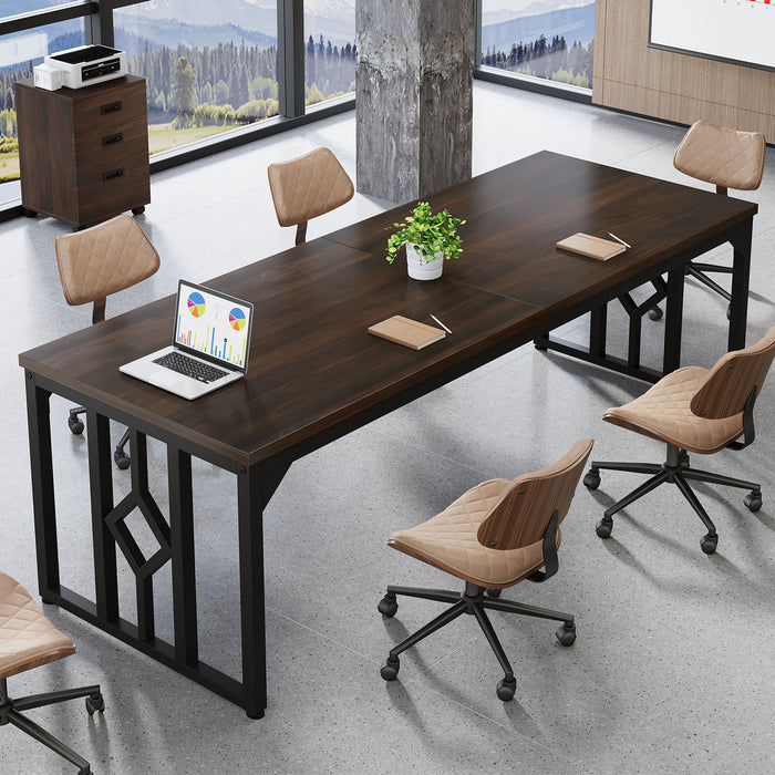 78.7" Conference Table, Large Meeting Room Table for 6-8 People with File Cabinet