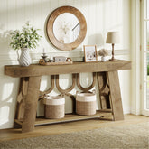 63" Console Table with Arched Legs, 2-Tier Farmhouse Entryway Table 3