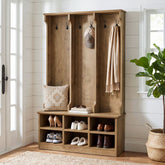 3-in-1 Hall Tree with Shoe Bench and Storage, 70.9" Entryway Coat Rack with 6 Double Hooks 3