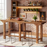 79" Extra Long Bar Table for 6-8, Counter Height Solid Wood Pub Table, Narrow High Top 3