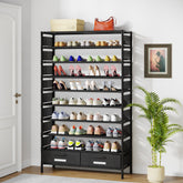 10-Tier Shoe Rack, 32 Pairs Vertical Shoe Shelf Organizer with Bins Drawers 3