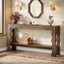63" Console Table, 2-Tier Narrow Sofa Table with Storage and Scalloped Curves
