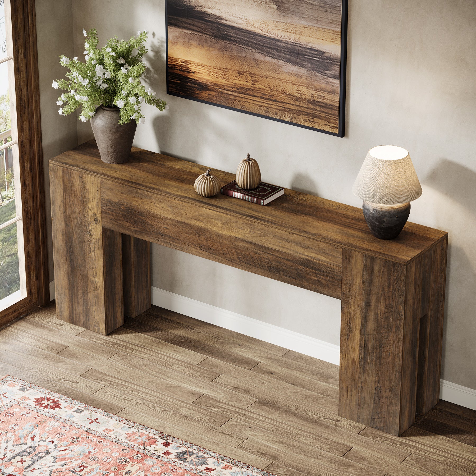 71" Console Table, Farmhouse Entryway Sofa Table Behind Couch