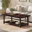 Solid Wood Rectangular Coffee Table with 2-Tier Storage