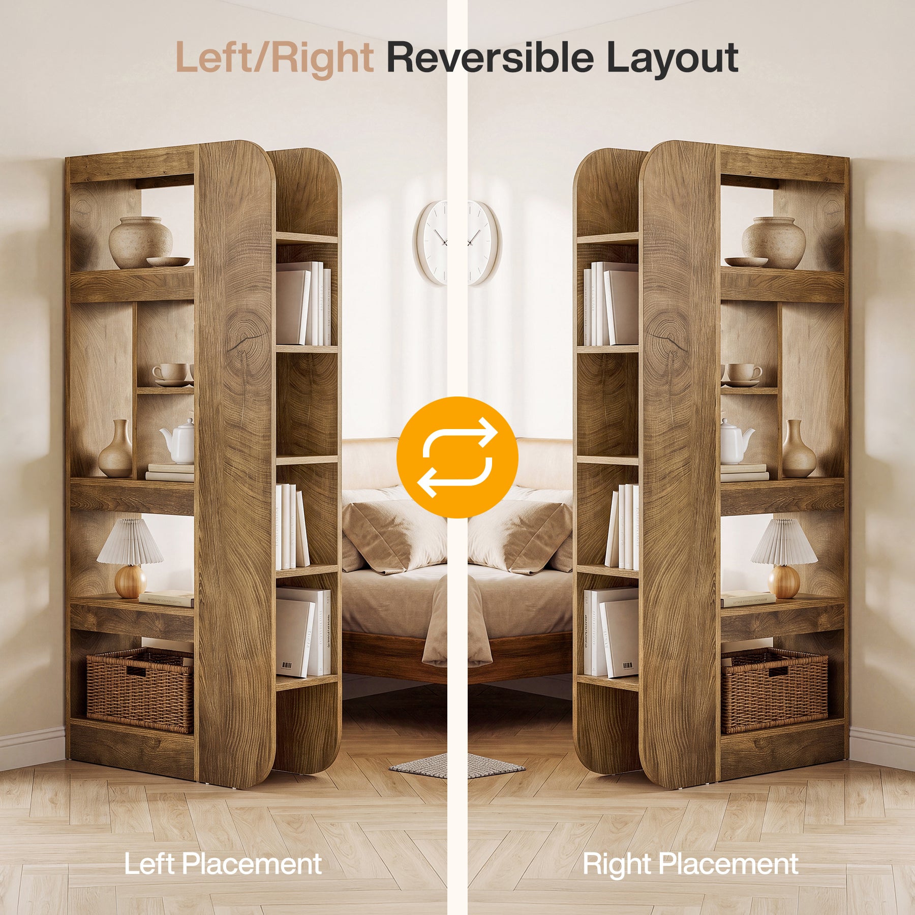 71" Room Divider with Open Storage Shelves, Freestanding Wall Partition for Living Room