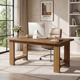 Tribesigns 63-Inch Solid Wood Executive Desk with U-Shaped Legs, Rustic Office Desk for Home Office 3