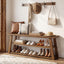 63" Solid Wood Entryway Bench with Storage, 3-Tier Shoe Bench with Open Shelves