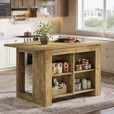 63" Kitchen Island, Farmhouse Counter Height Bar Table with Storage 3