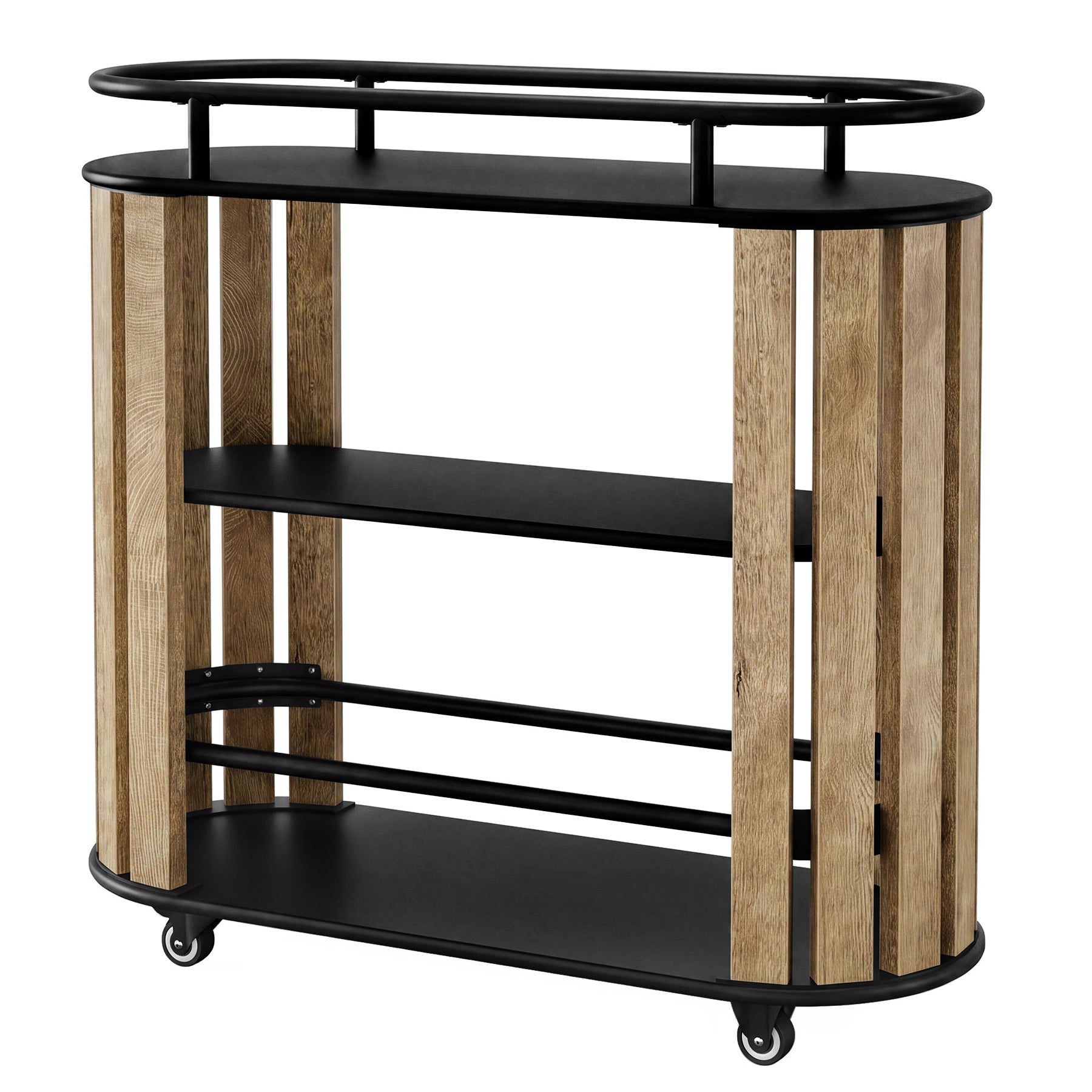 Tribesigns 35.43-Inch 3-Tier Bar Cart with Wheels and Metal Frame, Industrial Rolling Serving Cart for Kitchen