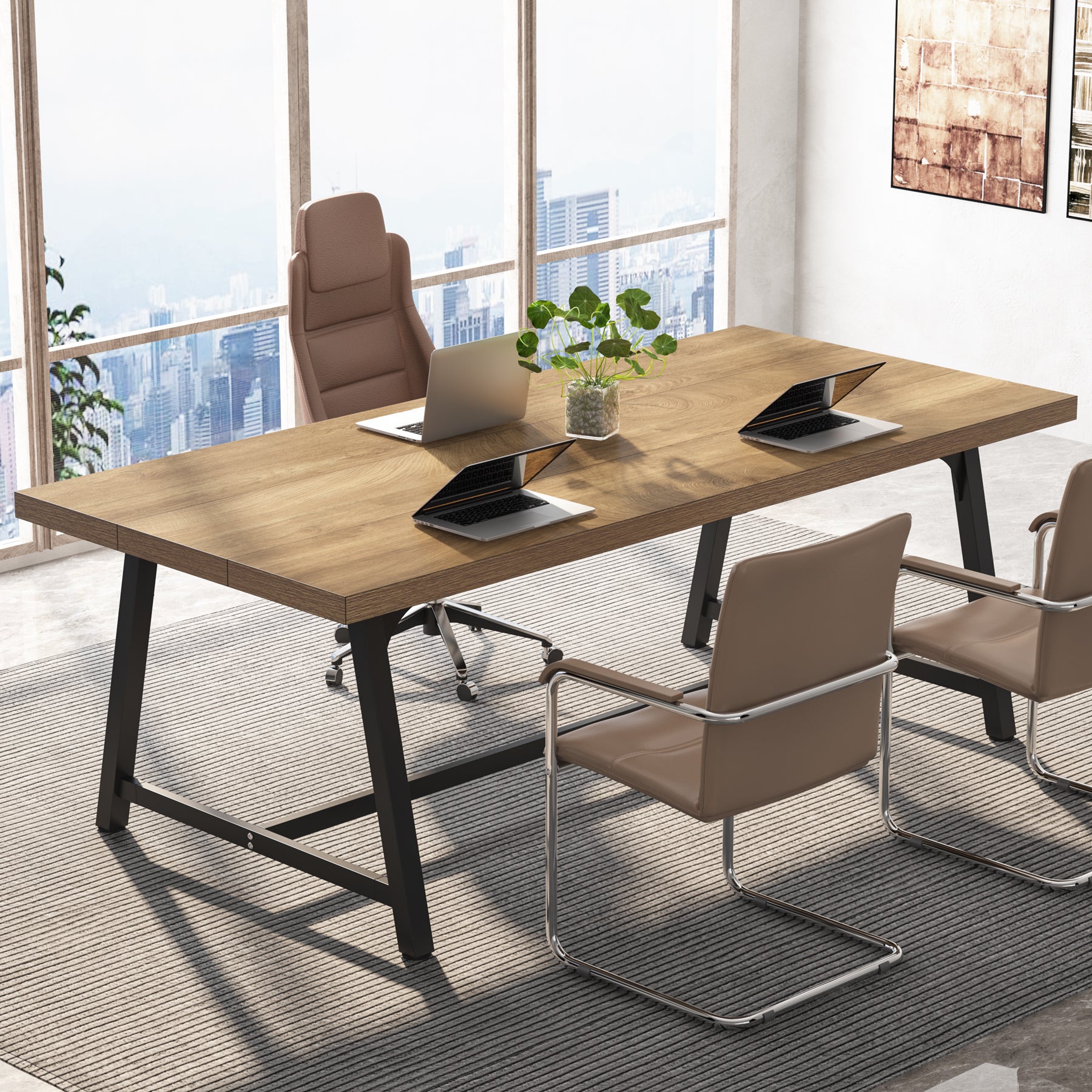 6FT Modern Executive Desk, 70.8” Large Conference & Computer Table for Meetings