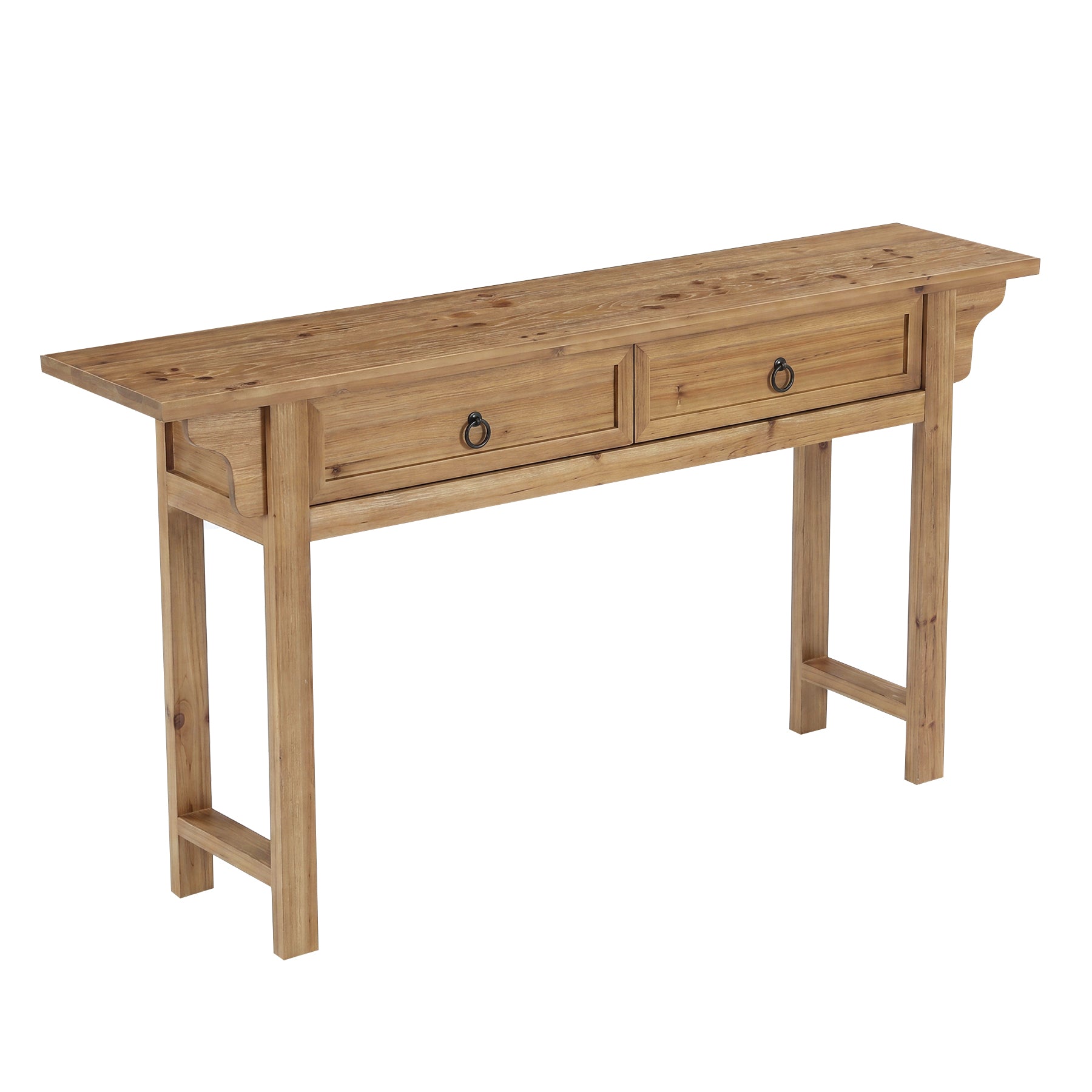 63" Solid Wood Console Table, Farmhouse Sofa Table Entryway Table with 2 Storage Drawers
