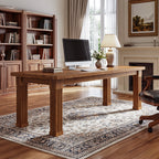 63" Farmhouse Solid Wood Executive Desk with Fluted Legs, Farmhouse Home Office Desk