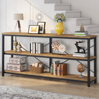 70.9" Console Table, 3-Tier Sofa Table with Metal Frame