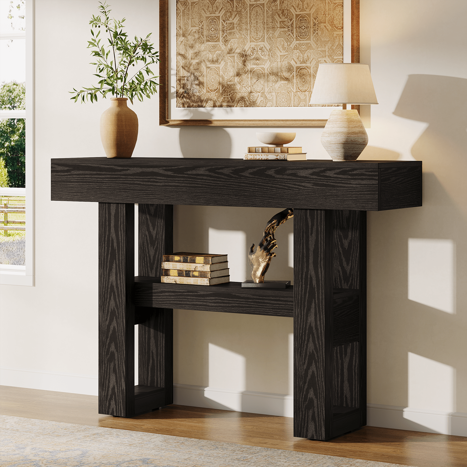 Tribesigns 41.34" Console Table, Rustic 2-Tier Storage for Entryway and Living Room