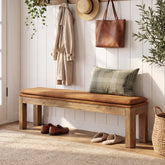 70.9" Entryway Bench, Farmhouse Solid Wood Dining Bench with Removable Cushion 3