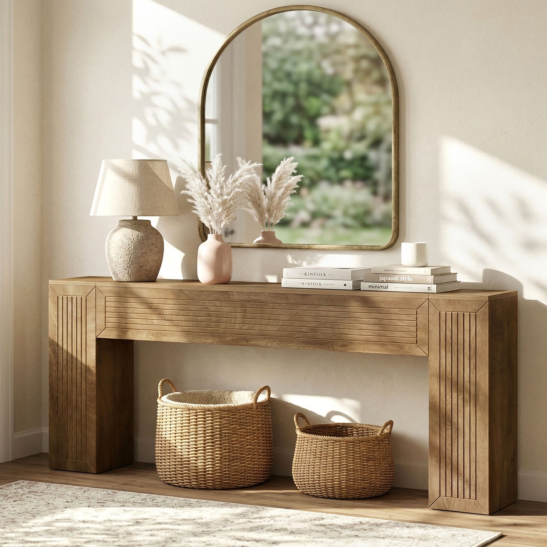 79" Extra Long Console Table, Modern Farmhouse Entryway Sofa Table with Fluted Legs