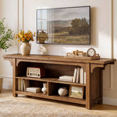 63" Solid Wood TV Stand for 55/65/70"TVs, Farmhouse Entertainment Center with 3 Storage 3