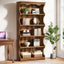 70" Vintage Bookcase, 5-Tier Bookshelf Display Shelves with Unique Curved-Edge Design