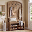 70.9" Hall Tree with Coat Rack and Shoe Storage, 3-in-1 Farmhouse Entryway Organizer with 7 Hooks
