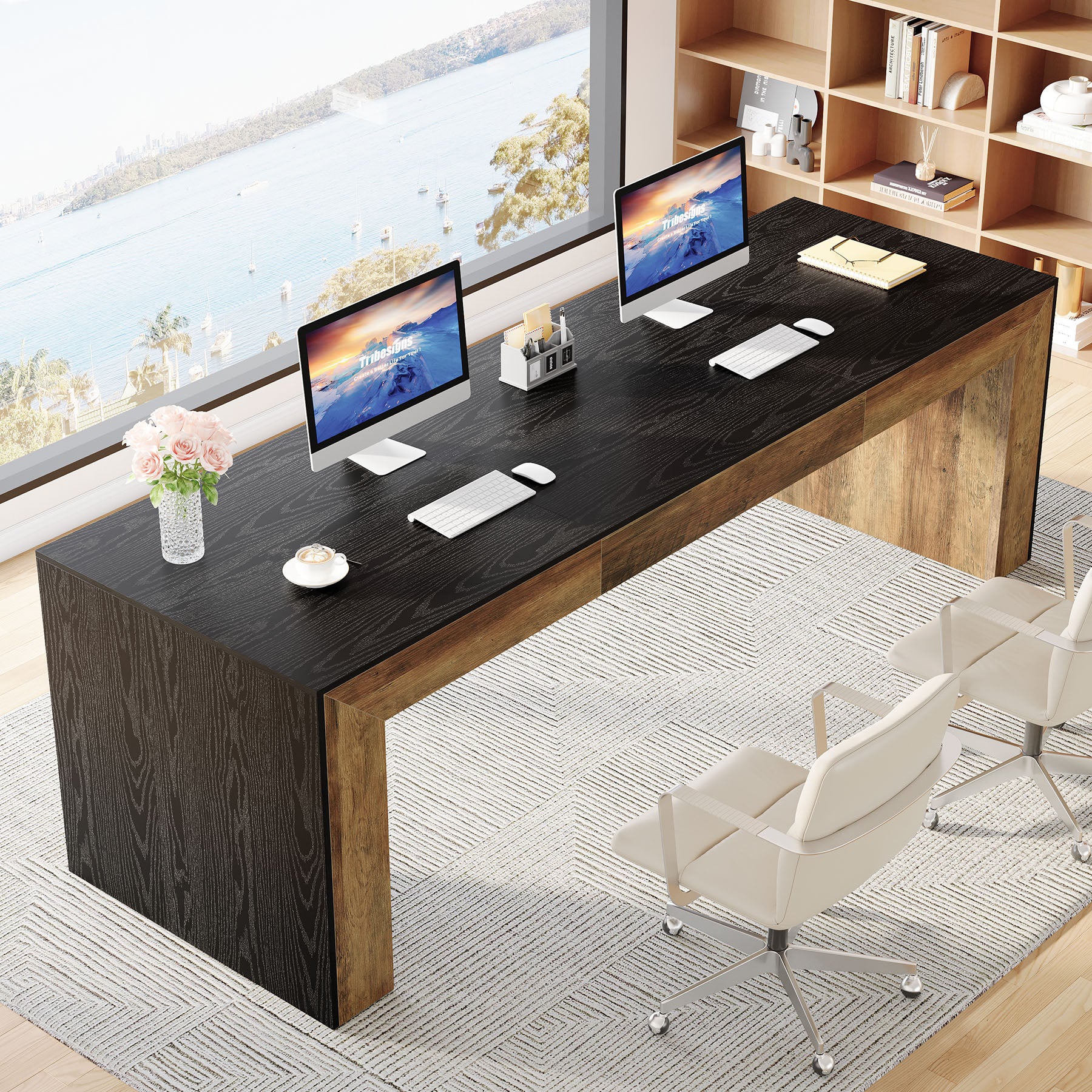 86.6" Computer Desk, Long Two-Person Desk Executive Desk for Home Office