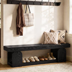 63" Entryway Bench, Farmhouse Shoe Bench with Storage Shelf for Bedroom, Hallway