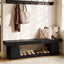 63" Entryway Bench, Farmhouse Shoe Bench with Storage Shelf for Bedroom, Hallway