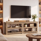 71" TV Stand for 75" TV, Farmhouse 2-Tier Entertainment Center, Storage Shelves, Living Room 3