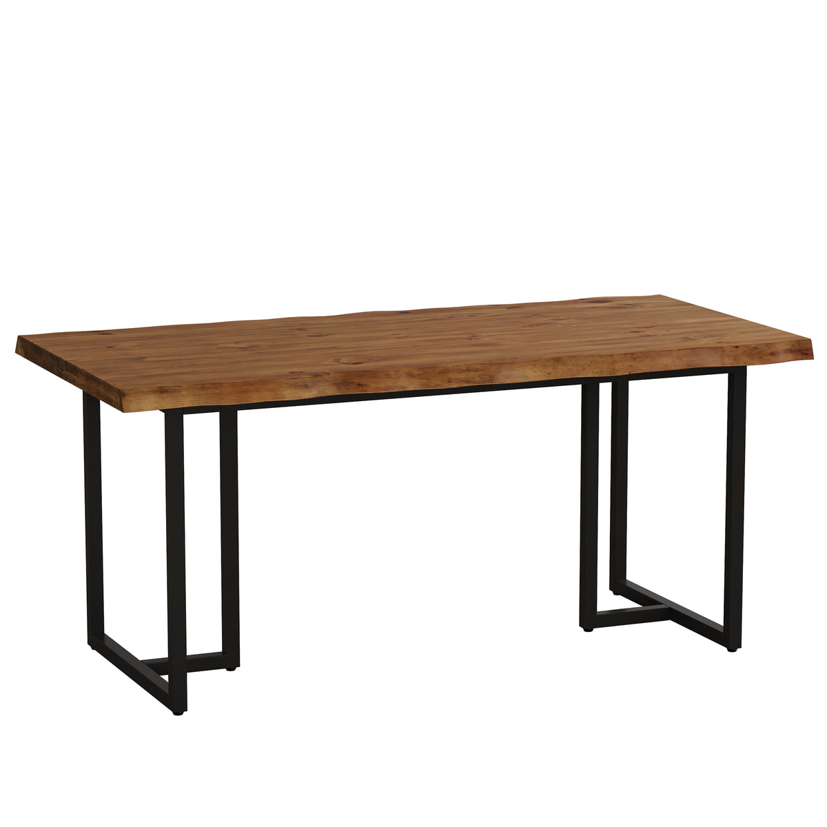 63" Live Edge Executive Desk, Solid Wood Home Office Desk, Heavy-Duty Metal Frame