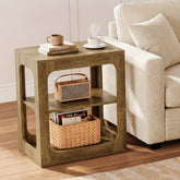 3-Tier End Table with Storage Shelves, Rustic Brown Side Table for Living Room and Bedroom 3