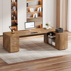 85.8" Executive Desk, L-Shaped Office Desk Computer Desk with File Drawers