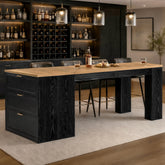 79" Extra Long Bar Table with 3 Drawers, Modern Two-Tone Counter Height Table 3