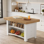 55" Kitchen Island, 3-Tier Island Table Counter Height Bar Table