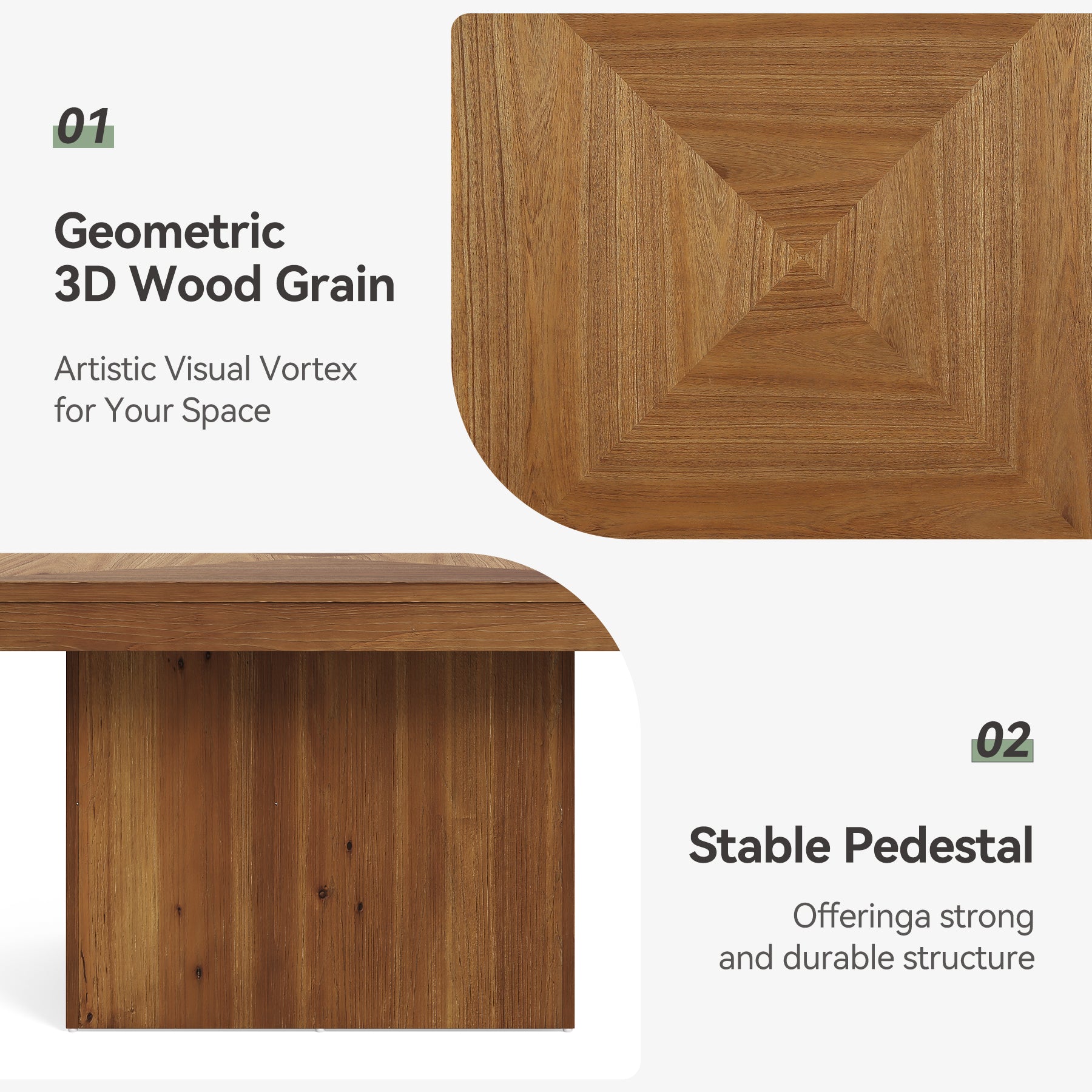 35.4" Wood Coffee Table, Modern Square Center Cocktail Table