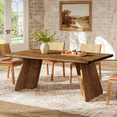 63" Solid Wood Dining Table for 4-6, Farmhouse Kitchen Table with Sturdy Legs 3