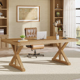 63" Rustic Computer Desk, Solid Wood Executive Desk for Office 3