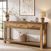 70.9” Console Table with 3 Drawers, Narrow Entryway Table with Storage Shelf 3