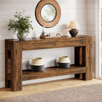 63" Console Table, Farmhouse Wooden Sofa Entryway Table with 2 Drawers