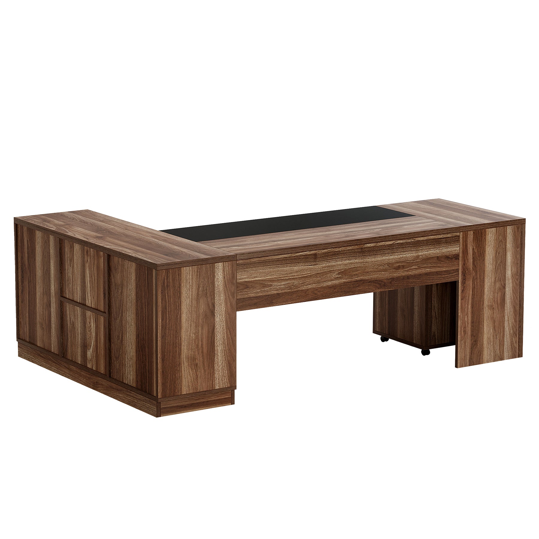 78.7" L-Shaped Executive Desk, Large Office Desk with Mobile Filing Cabinet