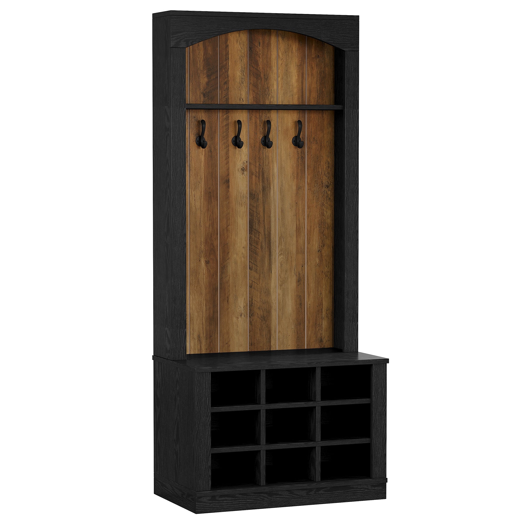 70.8" Tall Hall Tree, 4-in-1 Entryway Tree with Bench and Shoe Storage