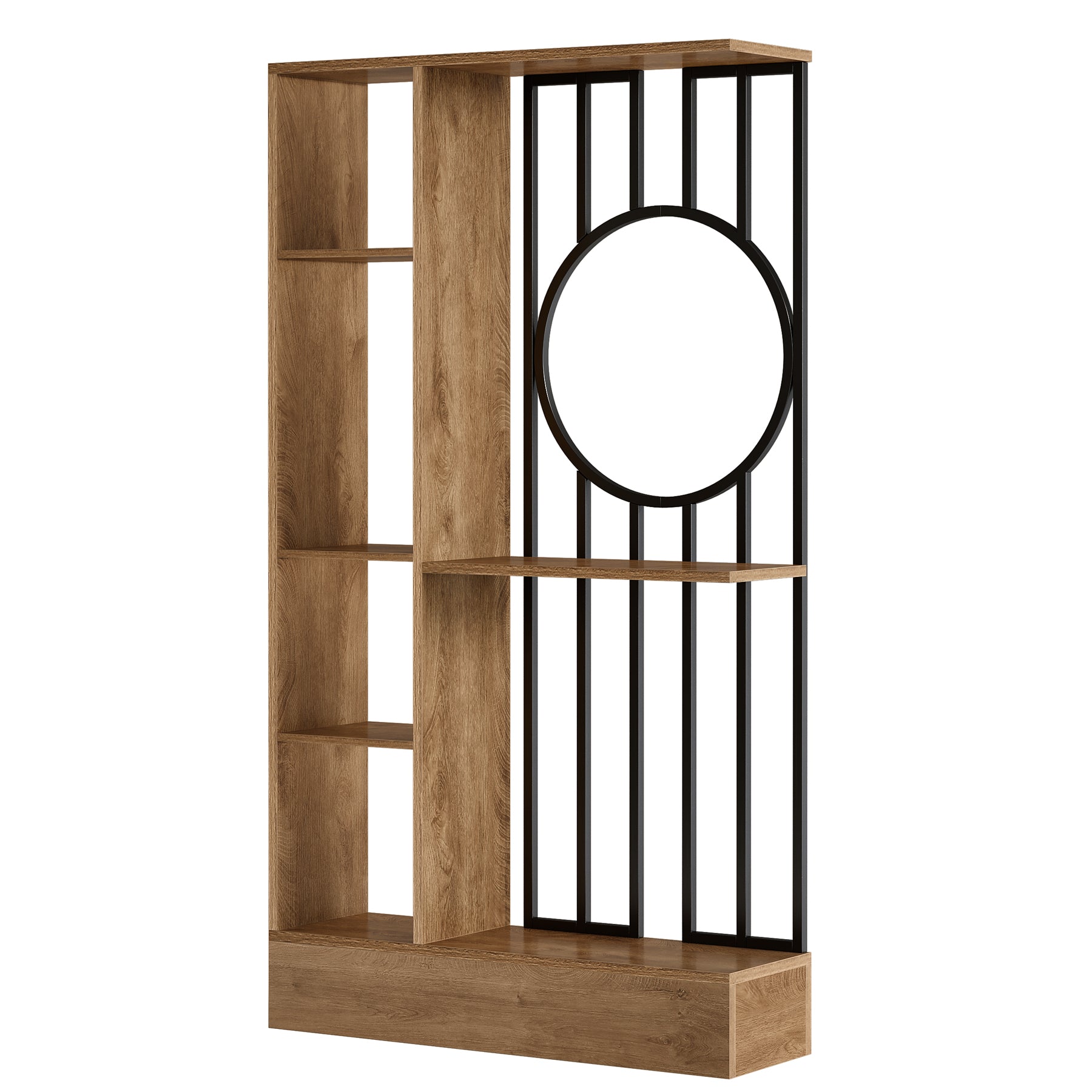 70.8" Wall Room Divider, Free-Standing Room Partition with Shelves