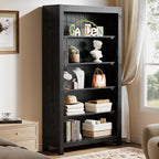 Solid Wood Bookcase, 5-Tier Bookshelf Display Storage Shelves