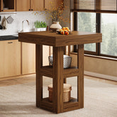 31.5" Square Kitchen Island with 3-Tier Storage, Wooden Home Bar Table 3