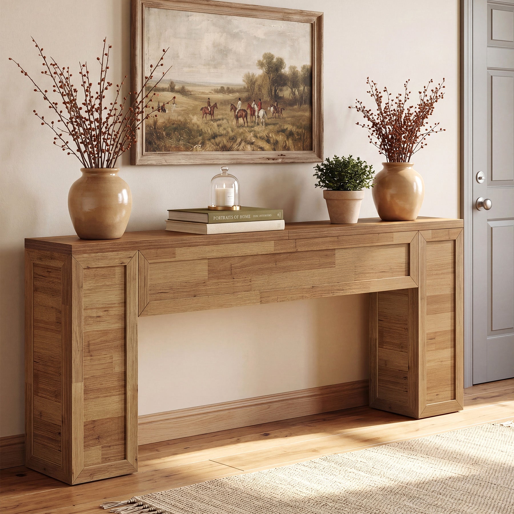78.7" Long Console Table for Entryway, Farmhouse Narrow Sofa Table Behind Couch