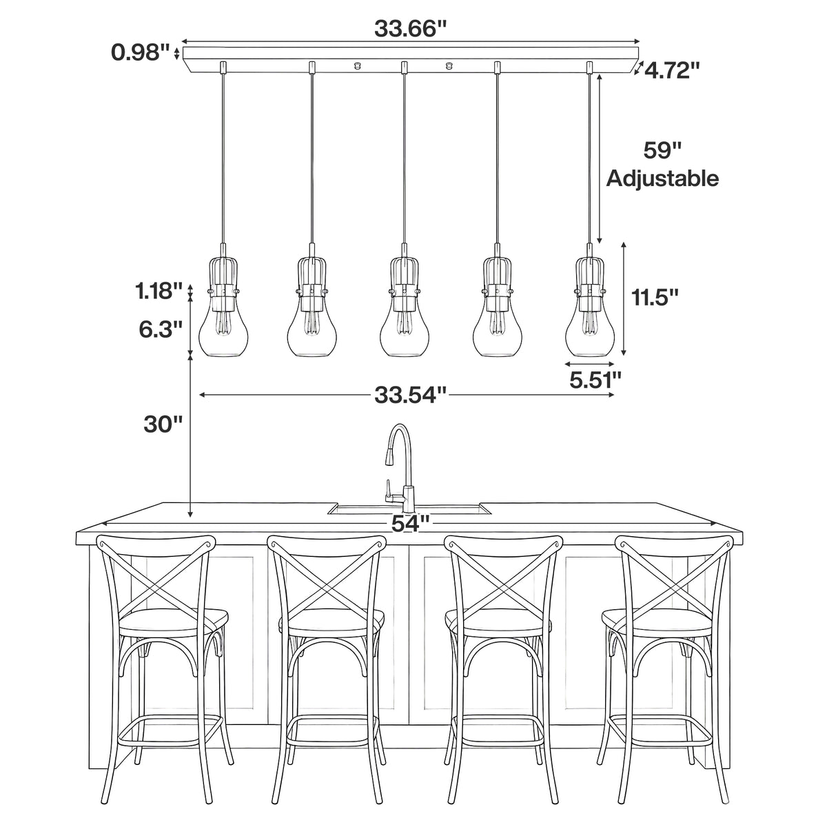 Modern Gold Pendant Light, Industrial Metal Cage Hanging Light with Clear Glass Shade