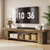 86.6" TV Stand, 2-Tier Farmhouse TV Console with Storage Shelves For TVs Up to 80" 3