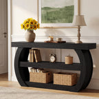 63" Farmhouse Console Table, 3-Tier Wooden Entryway Table Sofa Console