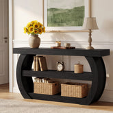 63" Farmhouse Console Table, 3-Tier Wooden Entryway Table Sofa Console 3