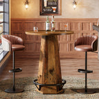 Round Bar Table, 39.4" H Bistro Pub Cocktail Table with Metal Footrest